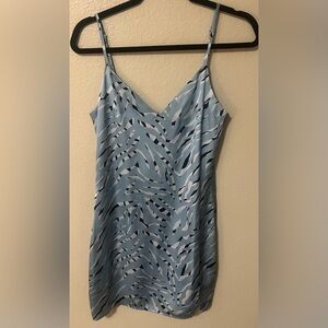Light Blue Patterned Slip Dress